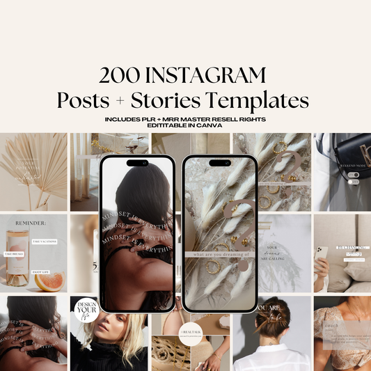 Motivational Instagram 200 Posts & Story Template Bundle